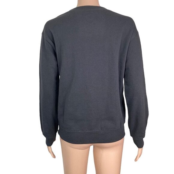 The Beatles Sweat Shirt Womens XS Black White Spell out Stretch - Picture 2 of 8